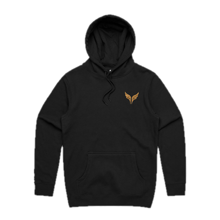 The stencil hood in black, with the gold wings on the left chest.